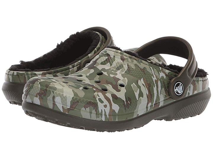 Crocs Kids Classic Lined Clog (toddler/little Kid) (dark Camo Green/black) Kids Shoes