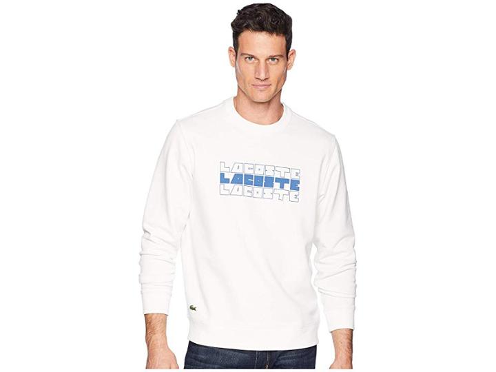 Lacoste Long Sleeve Lacoste 3 Tier Wordplay Sweatshirt (flour) Men's Sweatshirt