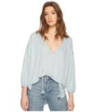 Free People Just A Henley (light Blue) Women's Clothing
