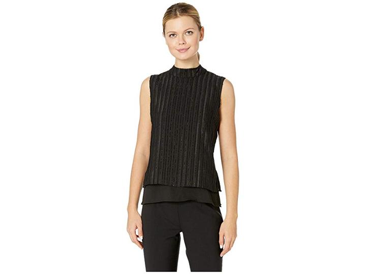 Calvin Klein Sleeveless Woven Pullover (black) Women's Clothing