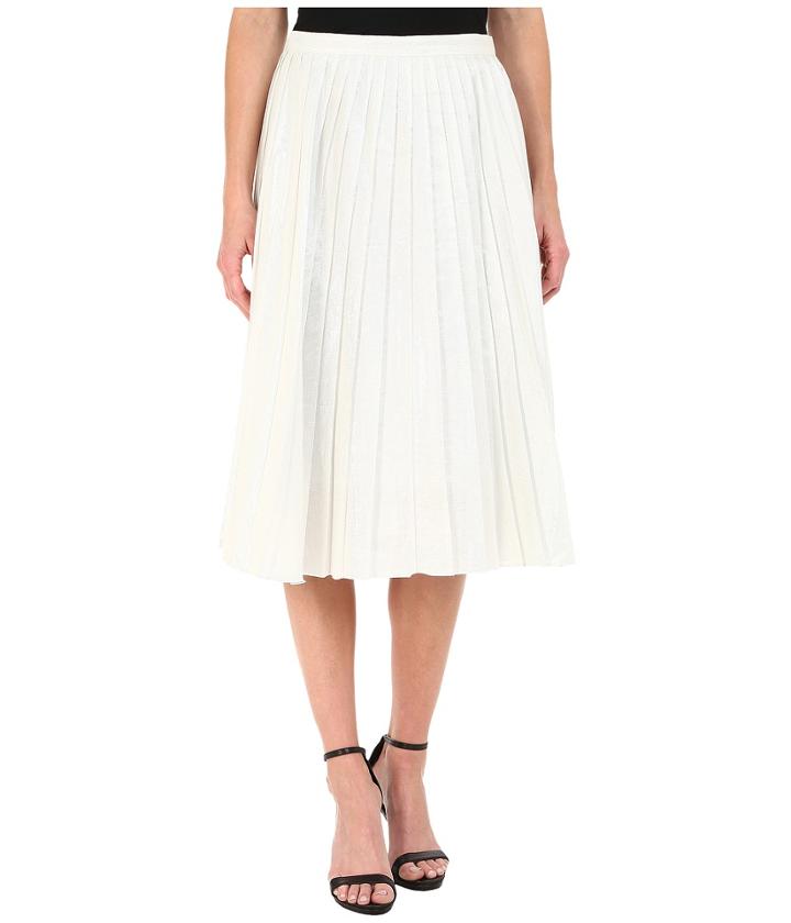 Dknyc Liquid Lame Pleated Skirt (white) Women's Skirt