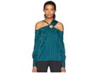 Yigal Azrouel Cold Shoulder Top W/ Ring (dark Green) Women's Clothing