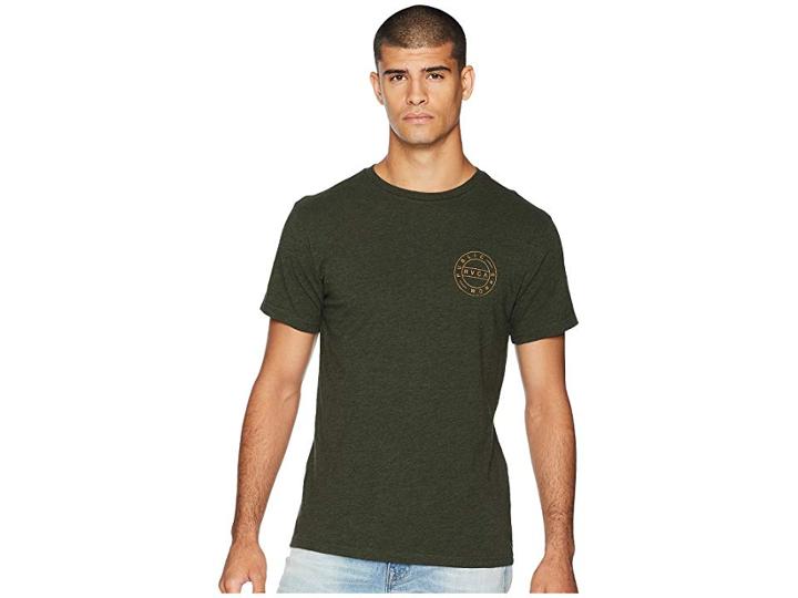 Rvca Public Works Tee (olive Heather) Men's T Shirt