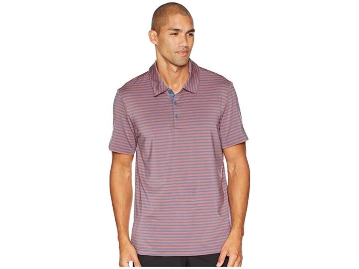 Adidas Golf Ultimate 2-color Stripe Polo (tech Ink/raw Amber) Men's Clothing
