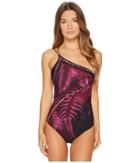 Versace Intero One Shoulder Panther Eyes Maillot One-piece (burgundy) Women's Swimsuits One Piece