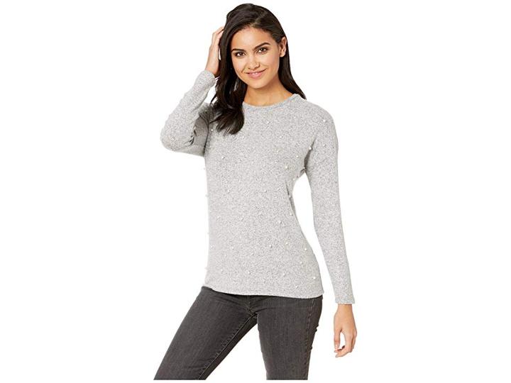 Kensie Plush Touch Top Ksdk3777 (heather Grey) Women's Clothing