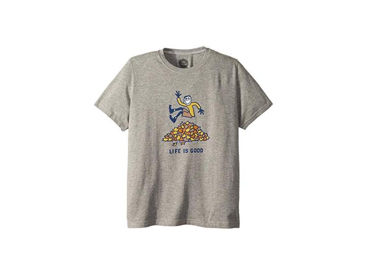 Life Is Good Kids Jake Leaf Pile Crusher T-shirt (little Kids/big Kids) (heather Grey) Boy's T Shirt