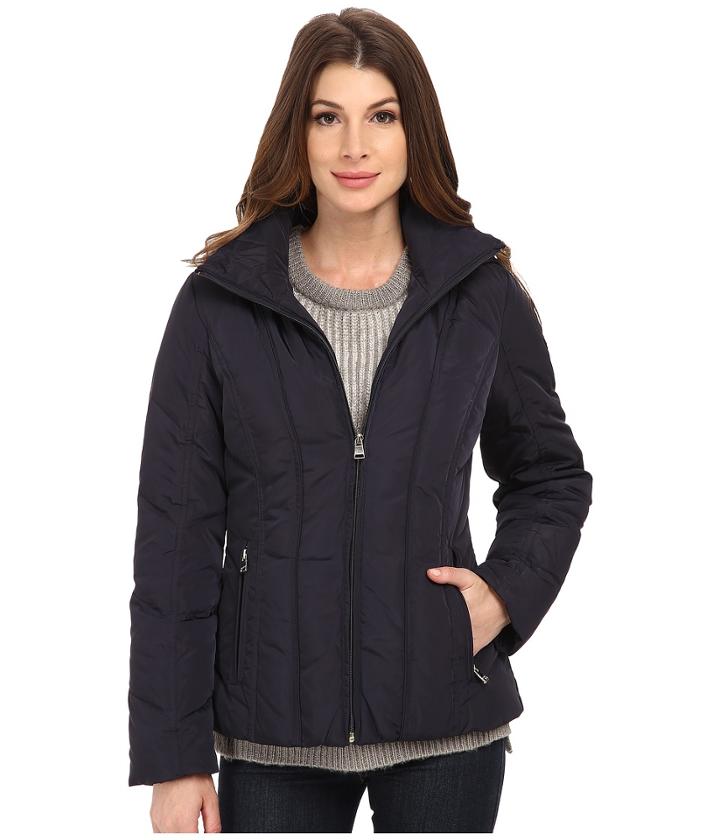 Calvin Klein Short Down Coat W/ Untrimmed Hood (navy) Women's Coat