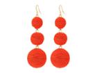 Kenneth Jay Lane Triple Graduated Coral Thread Wrapped Balls Fishhook Top Ear Earrings (coral) Earring