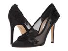 Nina Donela (black Luster Satin/rose Applique/mesh) High Heels