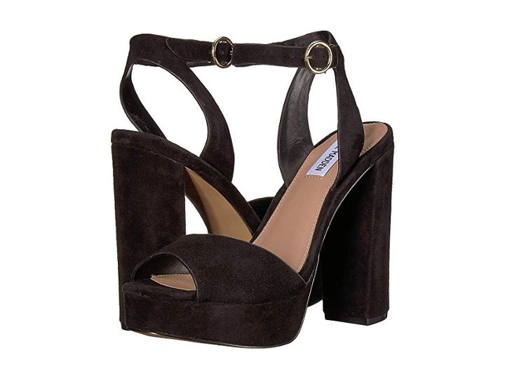 Steve Madden Madeline Platform Sandal (black Suede) High Heels