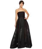 Halston Heritage Strapless Gown W/ Sheer Striped Skirt (black) Women's Dress