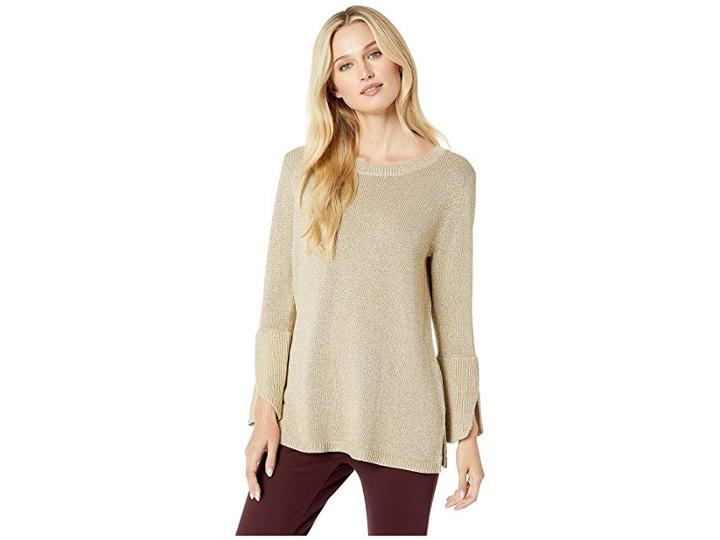 Calvin Klein Lurex Bell Sleeve Sweater (gold) Women's Sweater