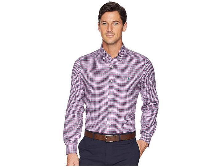 Polo Ralph Lauren Classic Fit Lightweight Twill (magenta/beige Multi) Men's Clothing