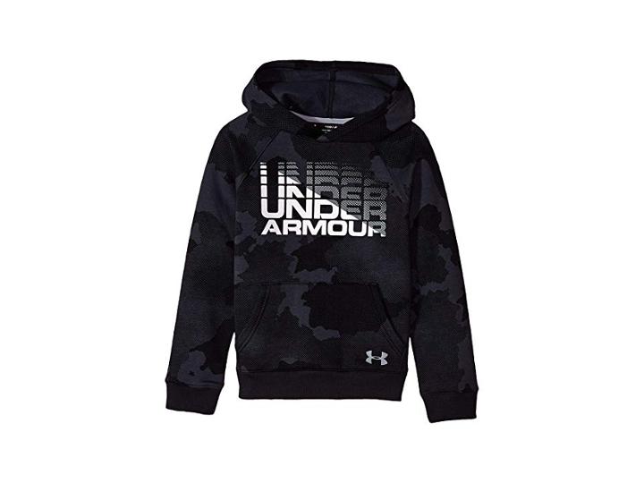 Under Armour Kids Rival Wordmark Hoodie (big Kids) (black/steel) Boy's Sweatshirt