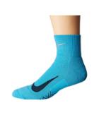 Nike Elite Cushion Quarter Running Socks (chlorine Blue/armory Navy) Quarter Length Socks Shoes