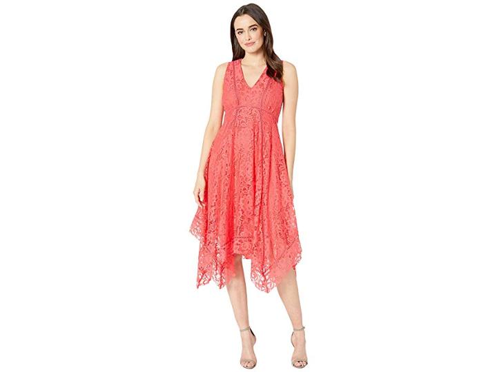 Taylor Sleeveless Lace Hankerchief Hem Dress (peony) Women's Dress