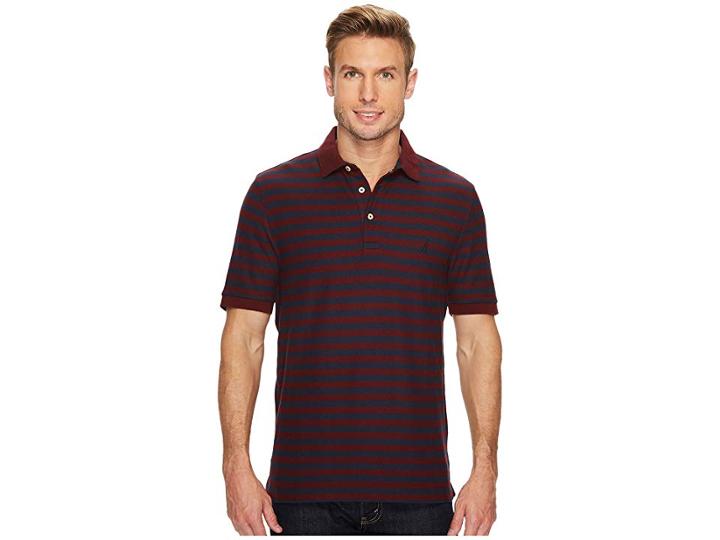 Nautica Short Sleeve New Stripe Deck (royal Burgundy) Men's Short Sleeve Knit