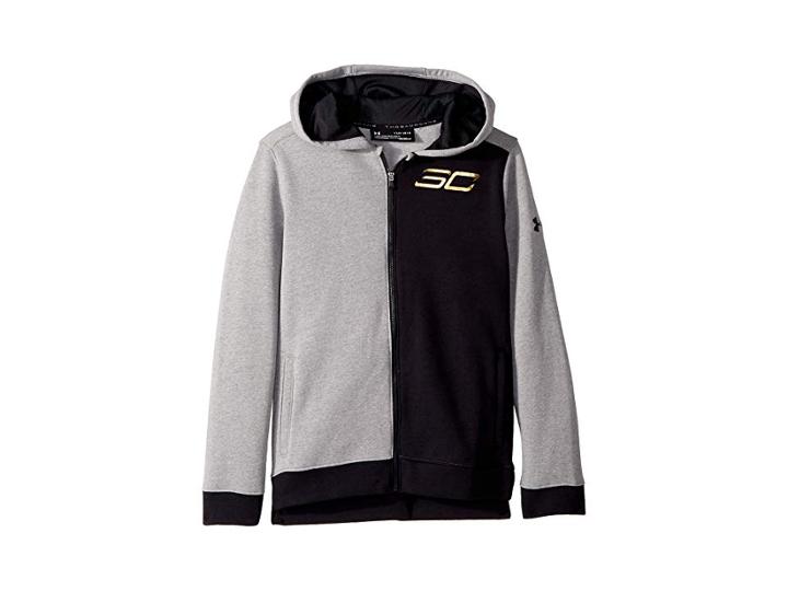 Under Armour Kids Sc30 Mvp Full Zip Hoodie (big Kids) (steel Light Heather/black) Boy's Sweatshirt