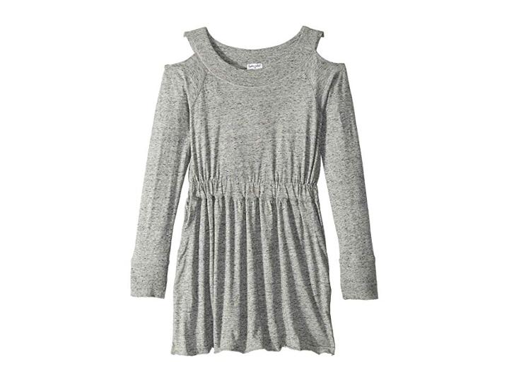 Splendid Littles Cold Shoulder Dress (big Kids) (marled Grey) Girl's Dress