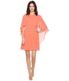 Vince Camuto Dress With Bateau Neckline And Cape Back Overlay (guava) Women's Dress