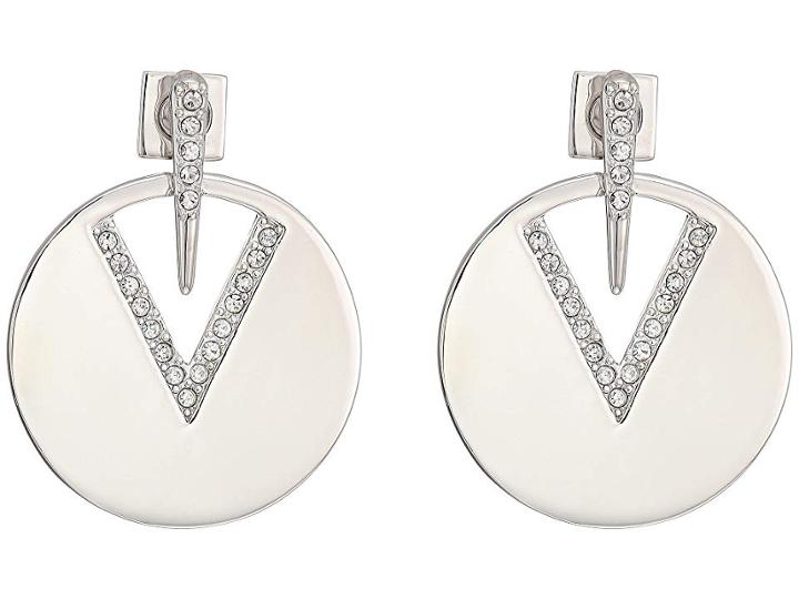 Vince Camuto Metal Post Disc Earrings (rhodium/crystal) Earring