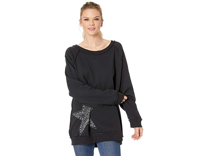 Life Is Good Stay True Oversized Crew (night Black) Women's Sweatshirt