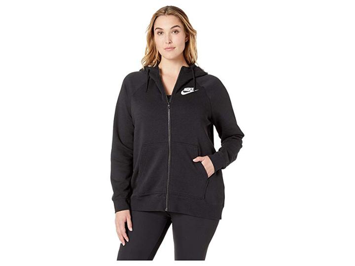 Nike Plus Size Rally Full Zip Extended Hoodie (black/black/white) Women's Sweatshirt