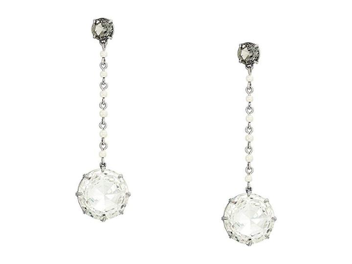 Tory Burch Crystal Pearl Linear Earrings (silver/pearl/crystal) Earring
