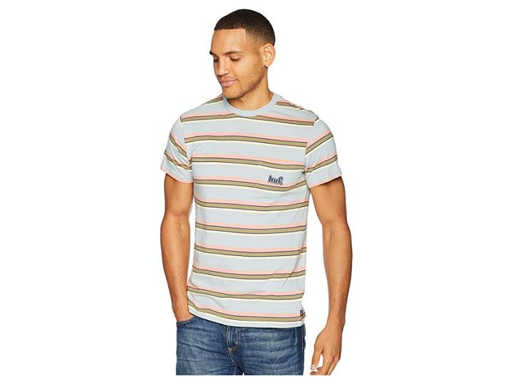 Huf 1993 Stripe Short Sleeve Knit (ballad Blue) Men's Clothing