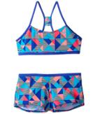 Nike Kids Optic Pop Racerback Bikini (big Kids) (paramount Blue) Girl's Swimwear Sets