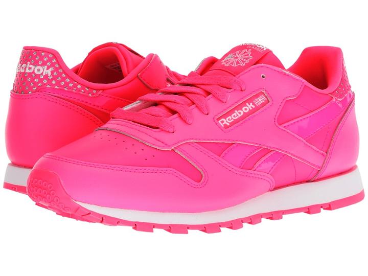 Reebok Kids Classic Leather (big Kid) (acid Pink/white) Girls Shoes