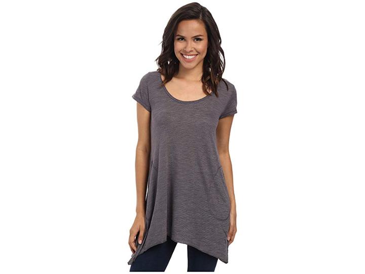 Allen Allen S/s Slub Tunic (dark Grey) Women's Blouse