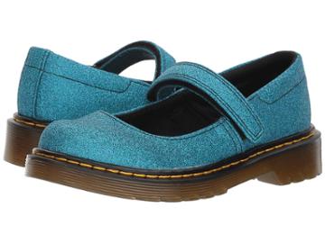 Dr. Martens Kid's Collection Maccy Glitter (little Kid/big Kid) (laser Lake Blue Glitter Pu) Girls Shoes