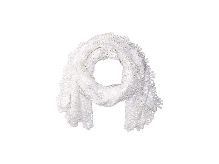Betsey Johnson Sequin Scallped Edge Crochet Evening Wrap (ivory) Women's Clothing