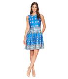 Gabby Skye Scuba Invert Tuck Dress (french Blue/coral) Women's Dress