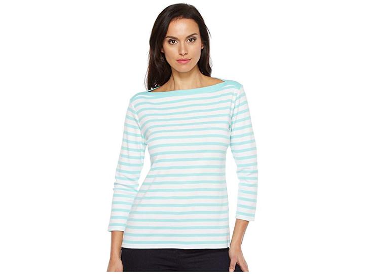 Pendleton Trimmed Stripe Tee (aqua Sky/white Stripe) Women's T Shirt