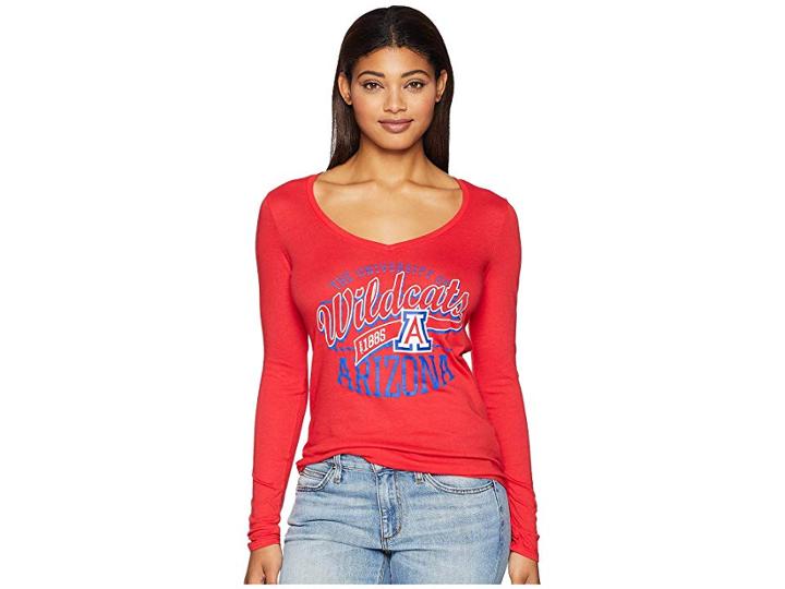 Champion College Arizona Wildcats Long Sleeve V-neck Tee (scarlet) Women's T Shirt