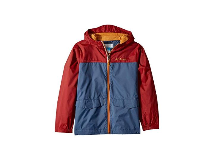 Columbia Kids Rain-zillatm Jacket (little Kids/big Kids) (dark Mountain/red Element/canyon Gold) Boy's Coat