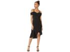 Bebe Off Shoulder Cascade Ruffle Flounce Dress (black) Women's Dress
