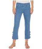 Elliott Lauren Stretch Denim Pull-on Crop Pants With Covered Button (indigo Blue) Women's Casual Pants