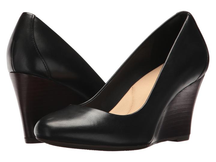 Clarks Raven Rise (black Leather) Women's Wedge Shoes