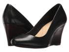 Clarks Raven Rise (black Leather) Women's Wedge Shoes