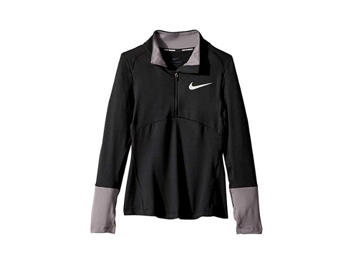 Nike Kids Dry Element 1/2 Zip Running Top (little Kids/big Kids) (black/gunsmoke/black) Girl's Clothing
