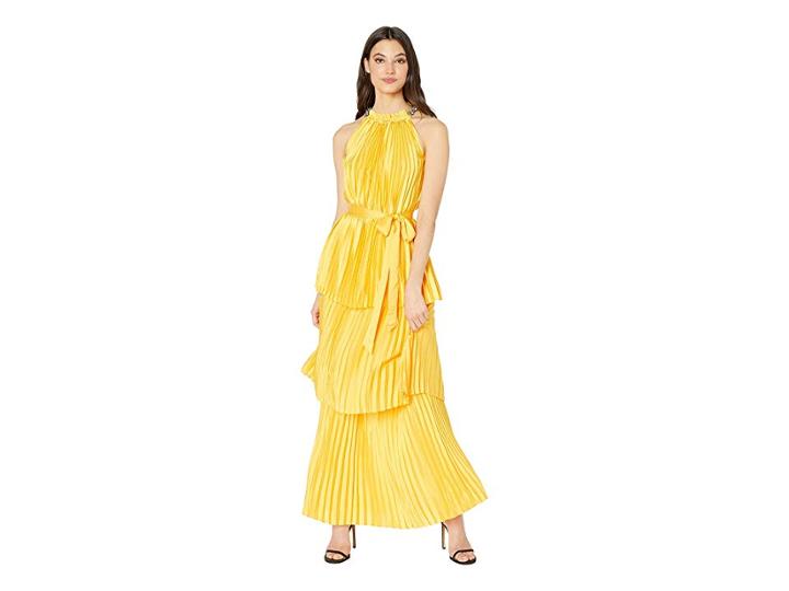 Juicy Couture Pleated Halter Maxi Dress (sunlit) Women's Dress