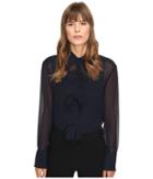 See By Chloe Georgette Blouse With Bow Detailing (navy) Women's Blouse