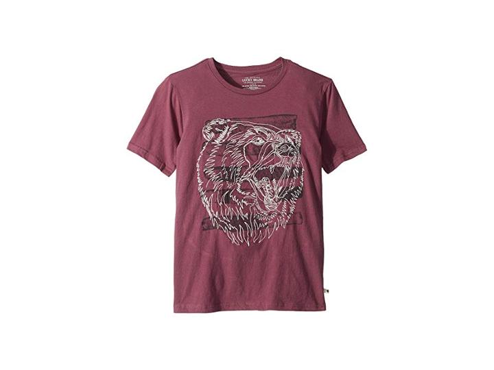 Lucky Brand Kids Bear Head Embroidered Short Sleeve T-shirt (big Kids) (crushed Violets) Boy's T Shirt