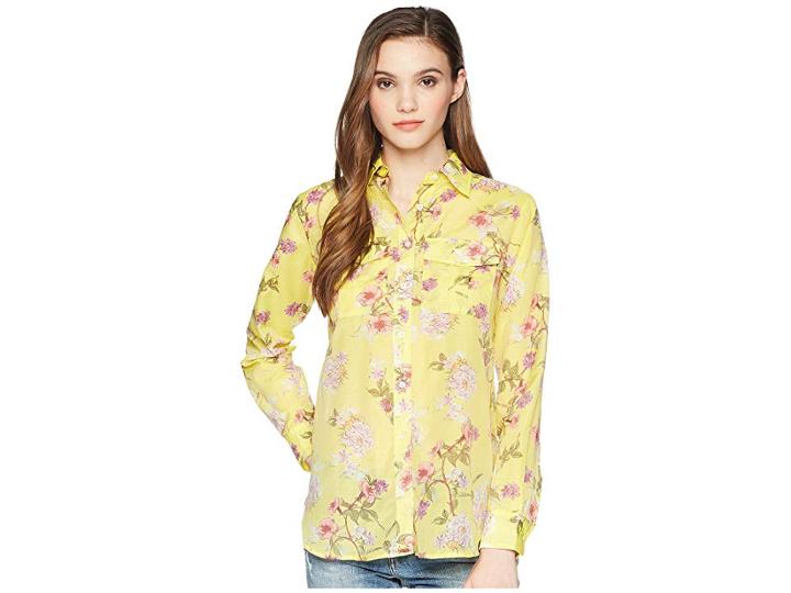 Lauren Ralph Lauren Floral Button Down Shirt (yellow Multi) Women's Clothing