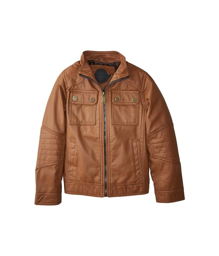 Urban Republic Kids Chadwick Faux Leather Bikers Jacket Quilted Shoulders (little Kids/big Kids) (cognac) Boy's Coat