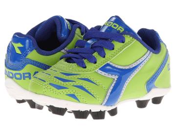 Diadora Kids Capitano Md Jr Soccer (toddler/little Kid/big Kid) (lime Green/dk Royal) Kids Shoes